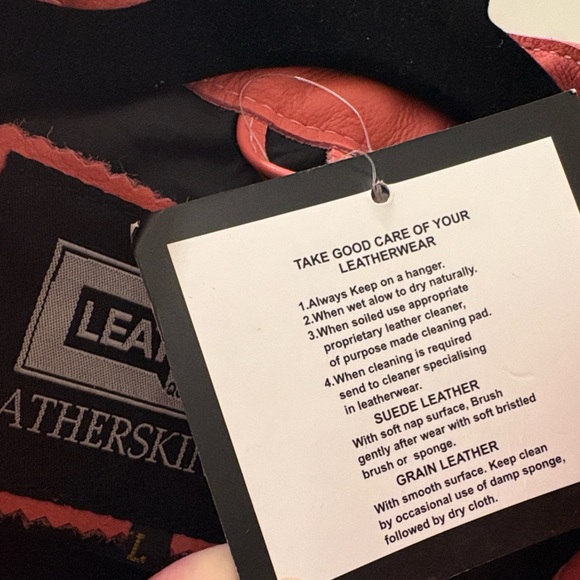 NWT [Leather Skin] Quilted 100% Genuine Leather Moto Jacket in Pink Women’s L - Picture 11 of 15